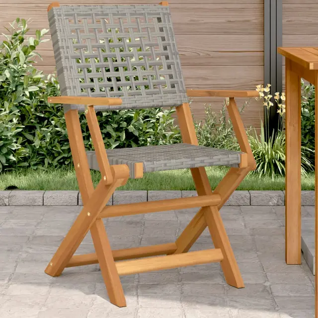 Garden Chairs, , Solid Acacia Wood and Poly Gray - Shop at LoveMi