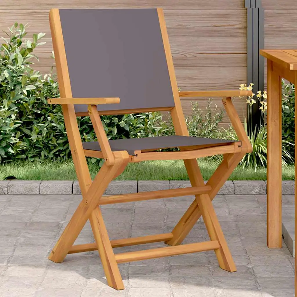 Garden Chairs . Anthracite Solid Acacia Wood & - Anthracite