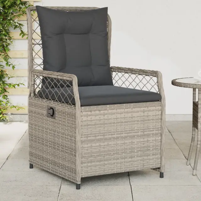 Garden Chairs, , Adjustable, Poly Rattan Light Grey - Shop at LoveMi