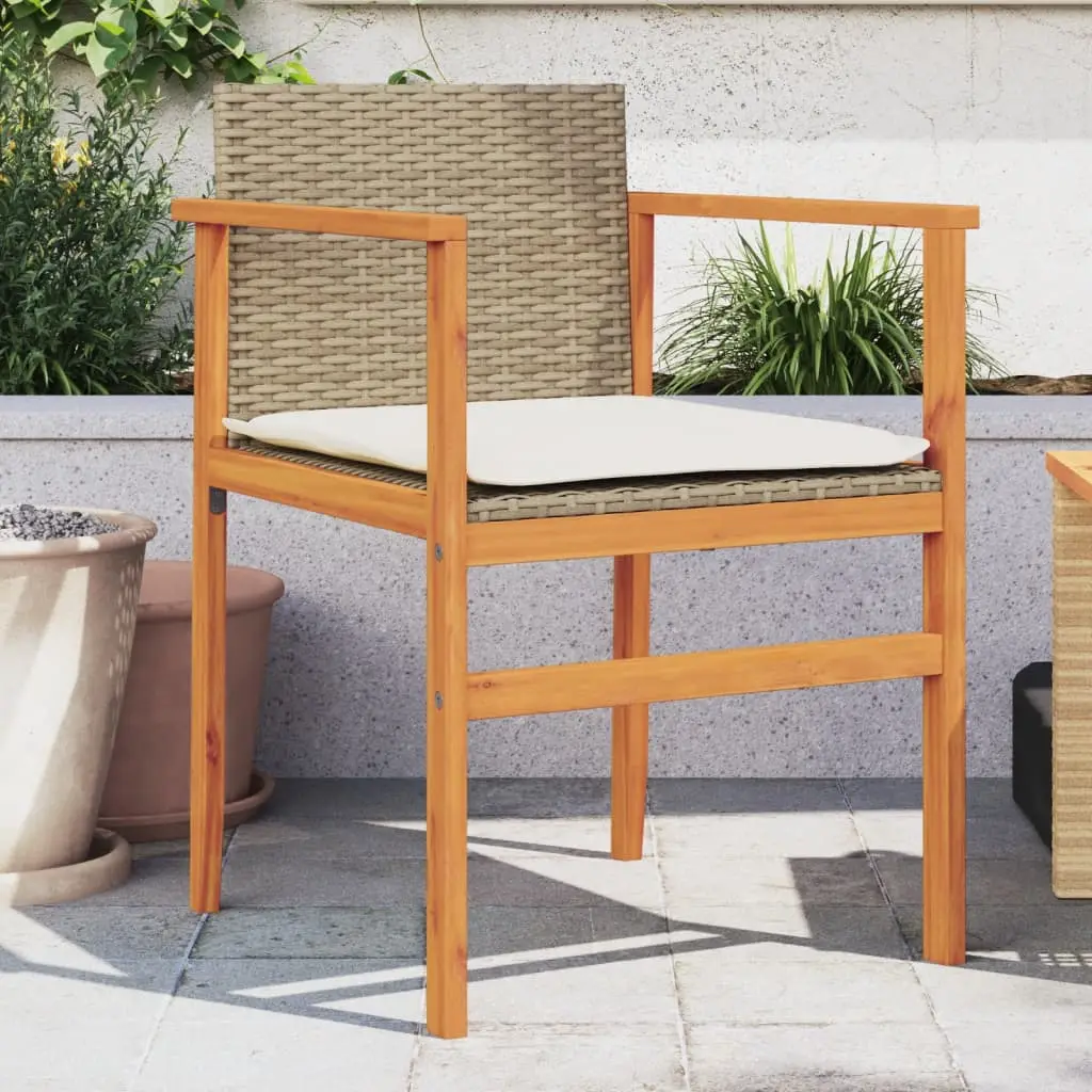 Garden Chairs . Poly Rattan and Solid Wood - Beige