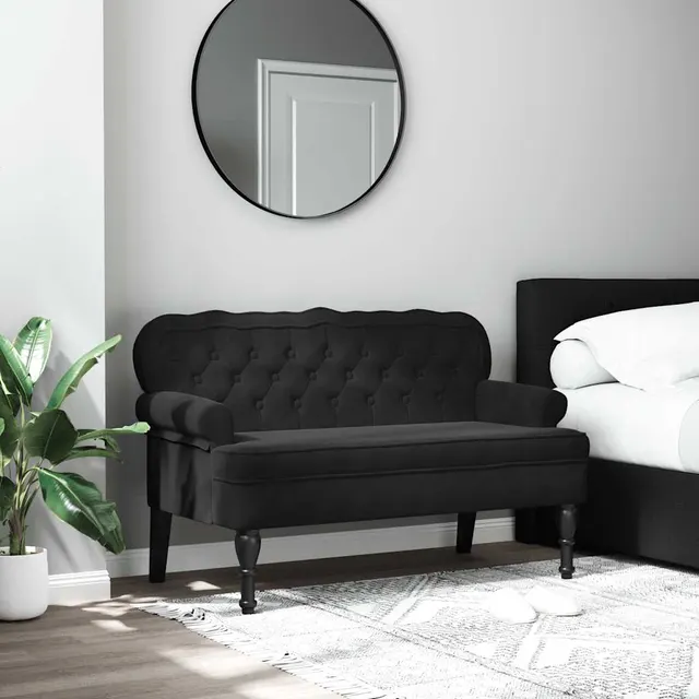 bench with backrest 119.5x64, velvet bench Black - Shop at LoveMi