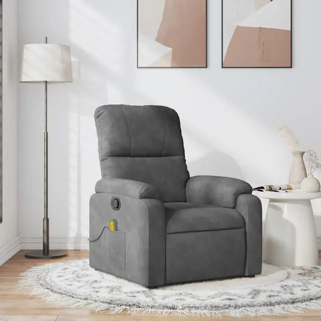 Massage Chair Microfiber Fabric Dark Grey - Shop at LoveMi