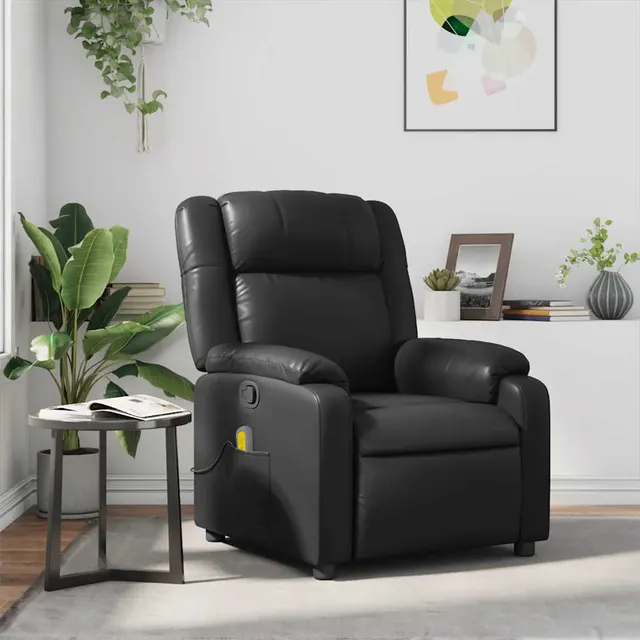 Massage Chair Faux Leather Massage Chair Cream Faux Leather Black - Shop at LoveMi