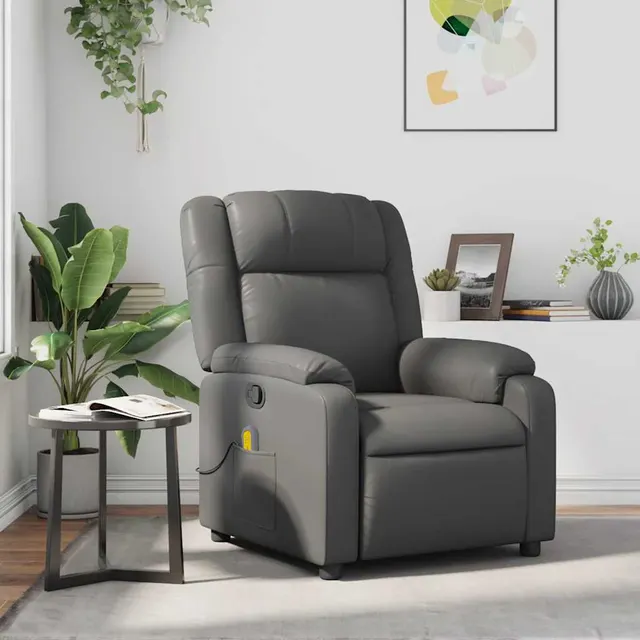 Massage Chair Faux Leather Massage Chair Cream Faux Leather Gray - Shop at LoveMi