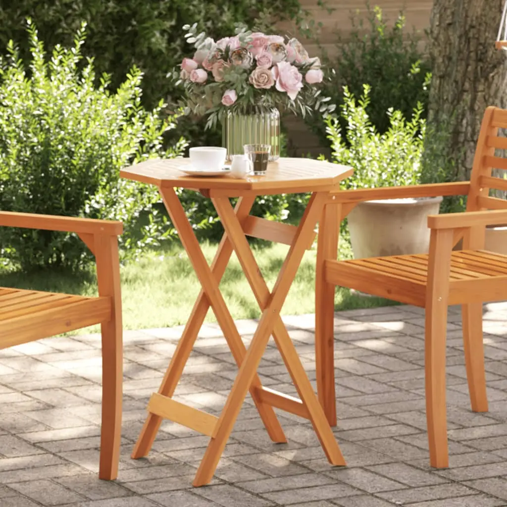Folding Garden Table Ø Solid Acacia Wood Garden Table - 60 X 75 Cm