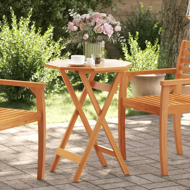 Folding Garden Table Ø Solid Acacia Wood Garden Table 60 X 75 Cm - Shop at LoveMi