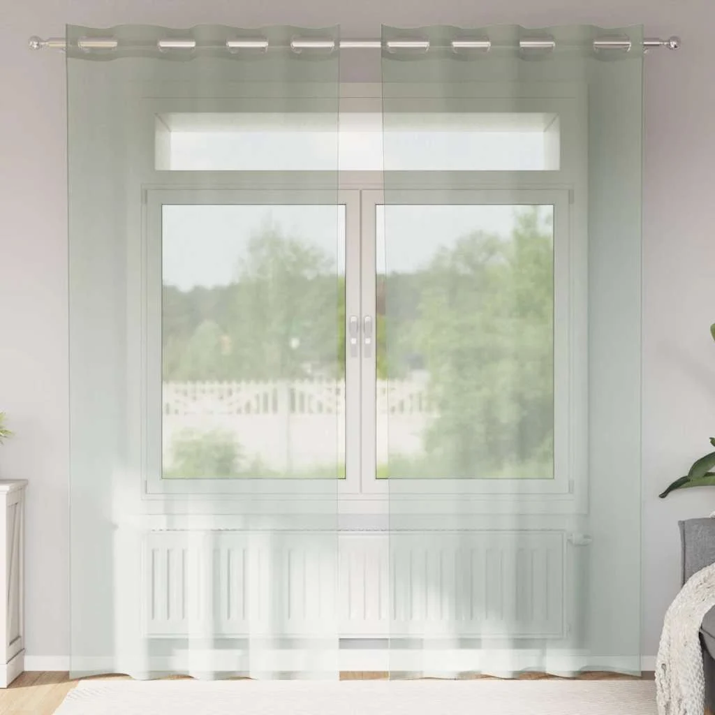 Voile Curtains with Eyelets - Light Grey