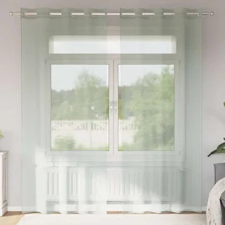 Voile Curtains with Eyelets - Light Grey