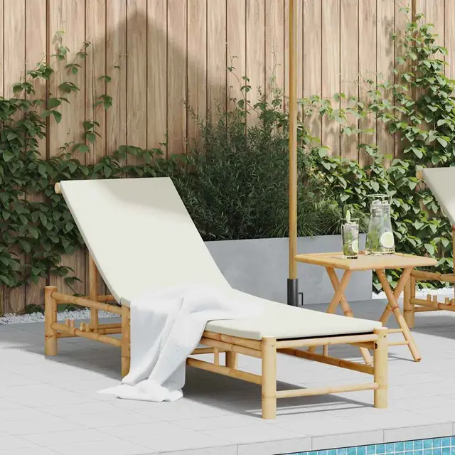 sun lounger with cushion 55x sun lounger with Creamy White - Shop at LoveMi