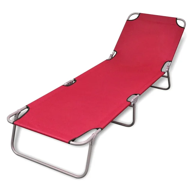 Folding Sun Lounger Powder Coated Folding Lounger Powder Coated Red - Shop at LoveMi