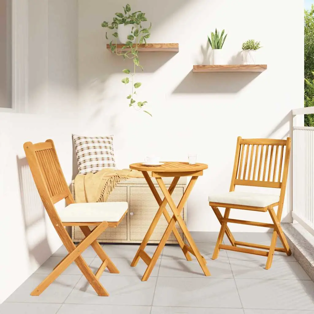 Garden Bistro Set Solid Acacia Wood - Round Table