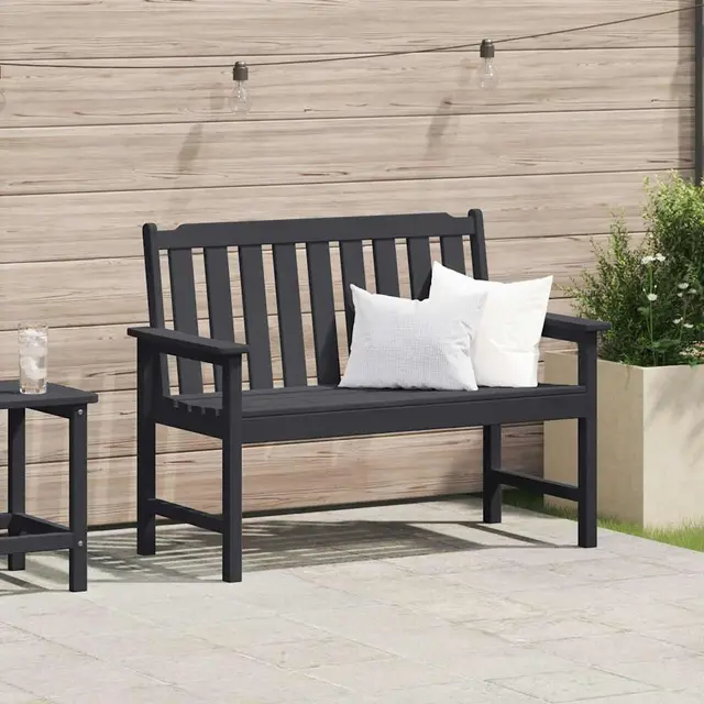 garden bench with cushions 120 x HDPE Black - Shop at LoveMi