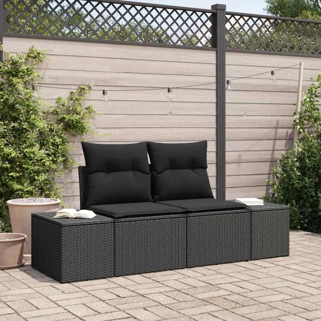 Garden Sofa with Cushions 123 x Poly-Rattan - Black