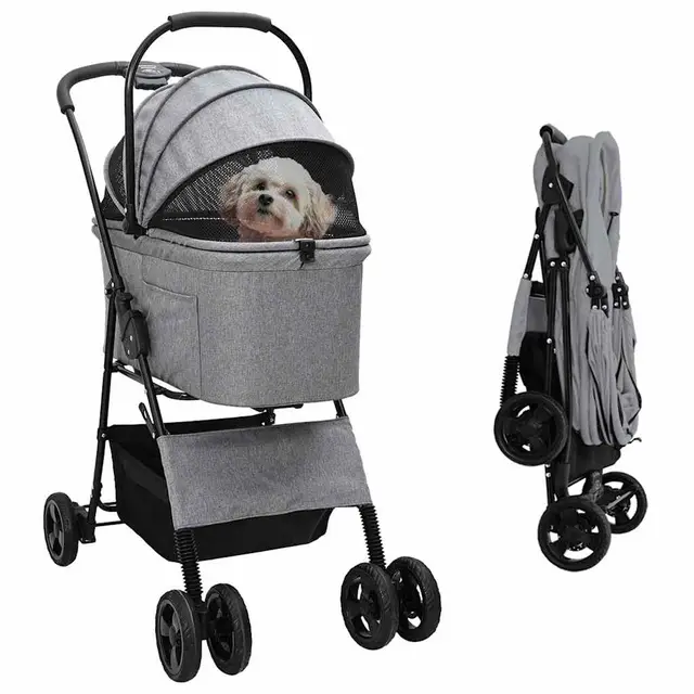 Foldable Pet Stroller 81 x 600D Oxford Gray - Shop at LoveMi