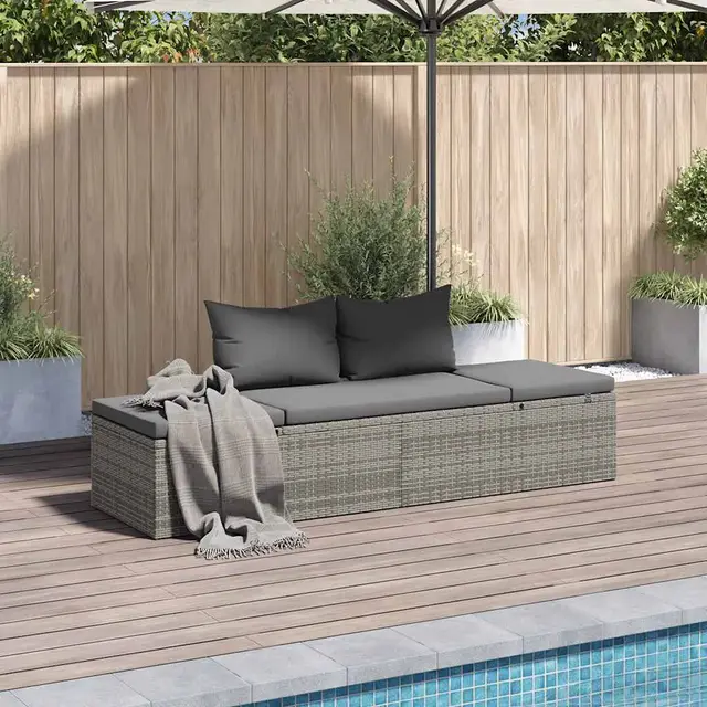 Garden Bed 195×60 cm Poly Rattan Garden Bed Gray - Shop at LoveMi