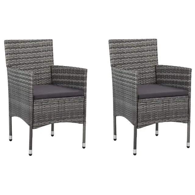 Garden Dining Chairs, , Poly Rattan Gray - Shop at LoveMi