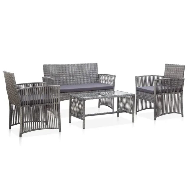 4 piece garden lounge set with cushions, poly rattan, anthracite Anthracite - Shop at LoveMi