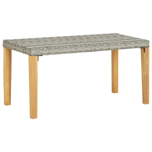 Garden Bench 120 cm Poly Rattan and Solid Wood Gray - Shop at LoveMi