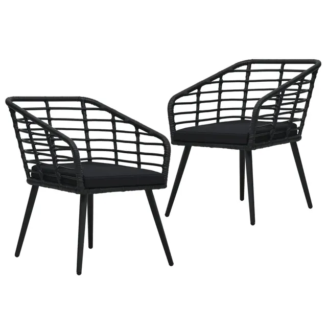 Garden Chairs . with Cushions Poly Rattan Black - Shop at LoveMi