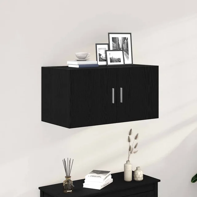 wall cabinet 80 x wood based material wall cabinet Sonoma oak Black Oak - Shop at LoveMi