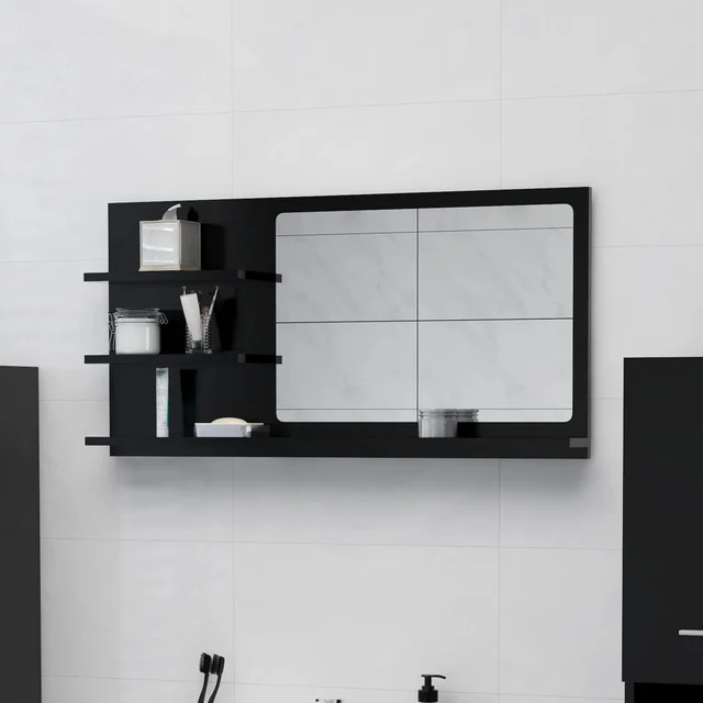 bathroom mirror 90x10, wood based material Black - Shop at LoveMi
