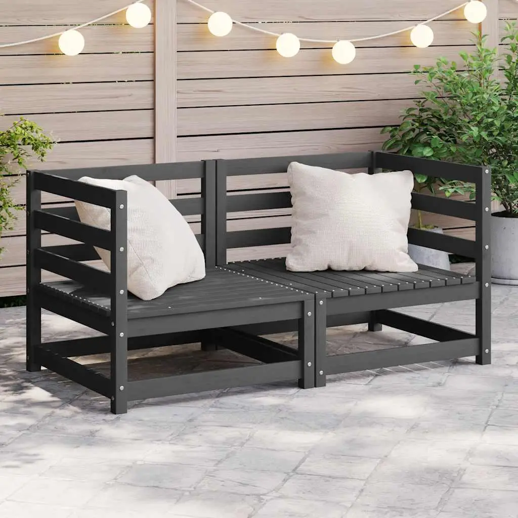 Garden Corner Sofas, , Solid Pine Wood - Gray