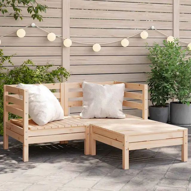 Garden Center Sofa Solid Pine Wood Garden Sofa without Armrests Natural Pine - Shop at LoveMi