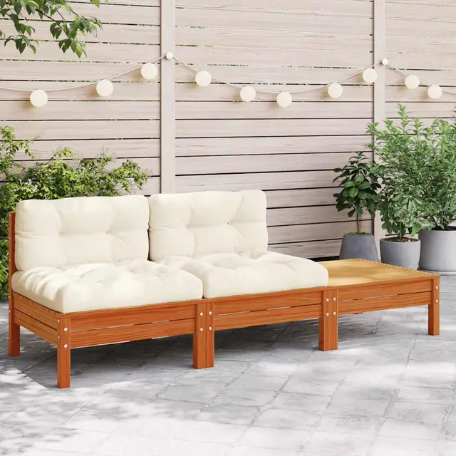 Garden Center Sofa with Grey Cushions Solid Pine Wood Brown Pine - Shop at LoveMi