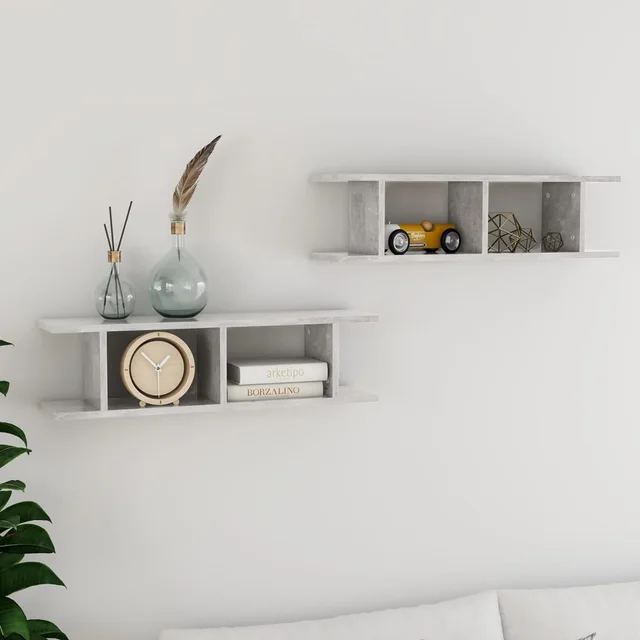 wall shelves, , 75x wood based material Concrete Grey - Shop at LoveMi