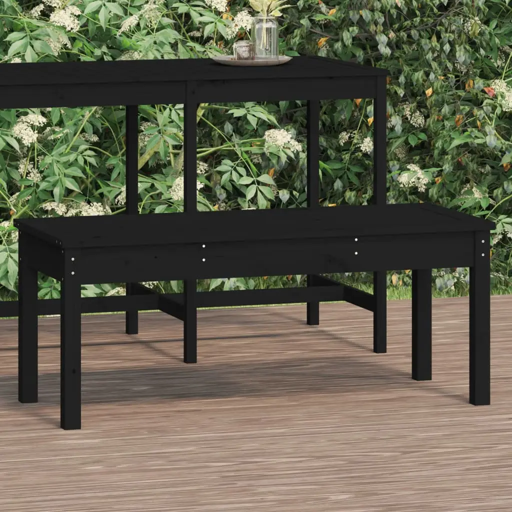 Garden Bench Solid Pine Wood Garden Bench - Black Pine