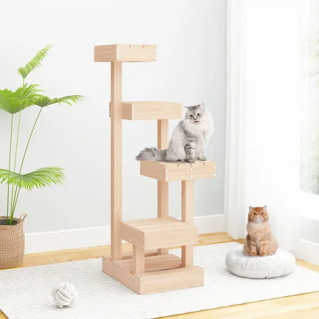 Cat Tree 45.Solid Pine Wood Nature - Shop at LoveMi