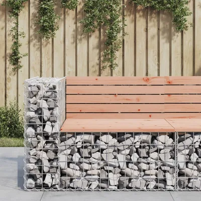 Garden bench made of gabions 92x71x65.5 cm Solid pine wood Natural Douglas Fir - Shop at LoveMi