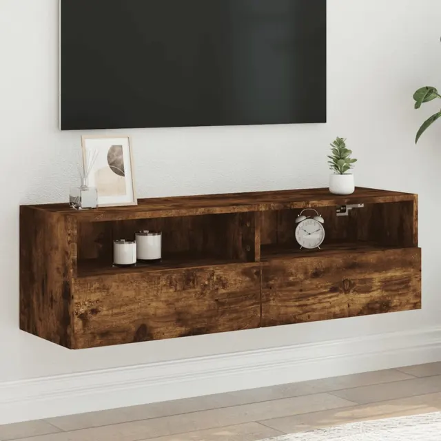 TV wall unit Sonoma oak 60x wood based material TV wall unit Smoked Oak - Shop at LoveMi