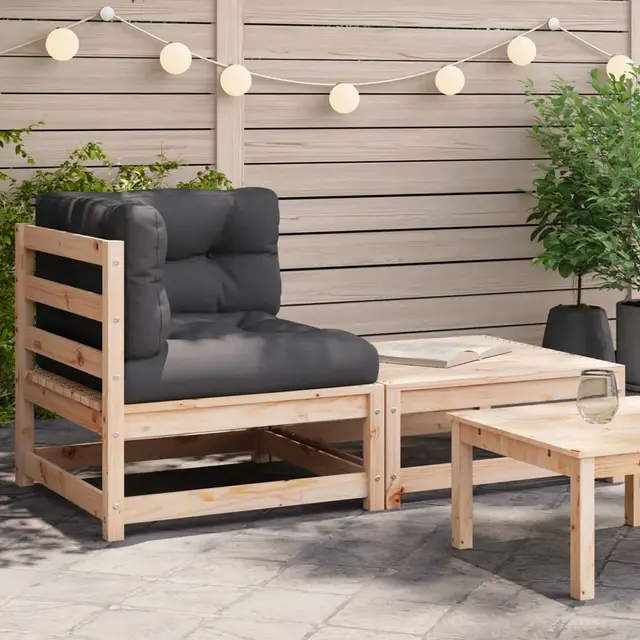 garden corner sofa with cushions and footstool garden sofa Natural Pine - Shop at LoveMi