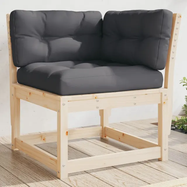 Garden Corner Sofa with Cushions 73x Solid Pine Wood Natural Pine - Shop at LoveMi