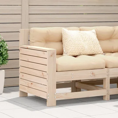 garden sofa with armrests and cushions, solid pine wood Untreated/Beige - Shop at LoveMi