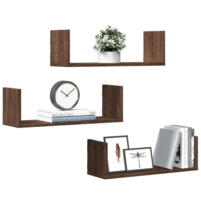 wall shelves, , 58x wood based material Brown Oak - Shop at LoveMi