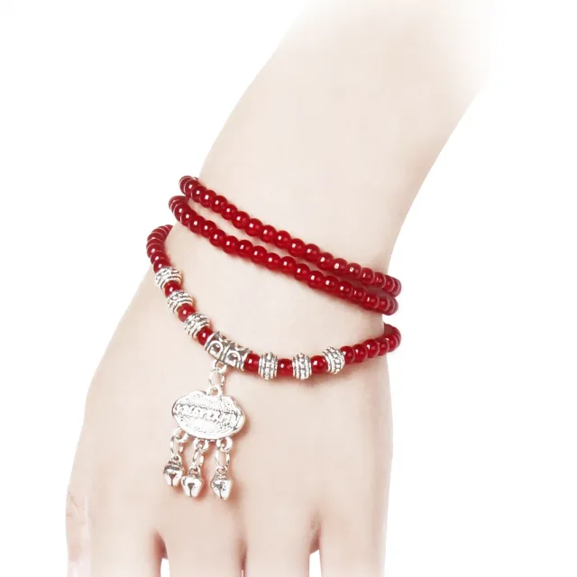 Red Agate Beaded Good Lock Bracelet Red - Shop at LoveMi