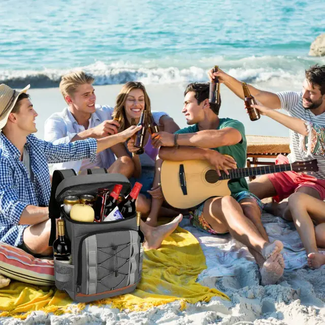 Cooler Backpack 36 Can Leakproof Insulated Cooler Backpack With 25L/6.6Gal For Picnic Camping Beach Hiking Fishing Travel Grey - Shop at LoveMi
