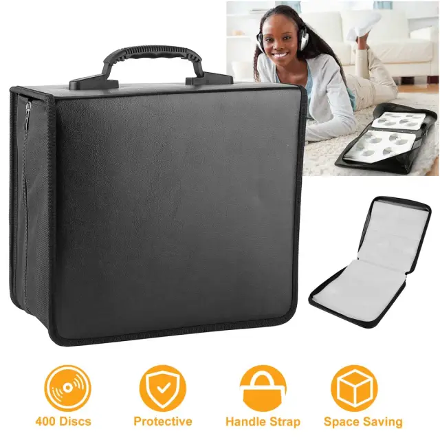 400 Discs CD Case CD DVD Storage Binder Sleeves Bag Portable Media Disk Wallet Black - Shop at LoveMi