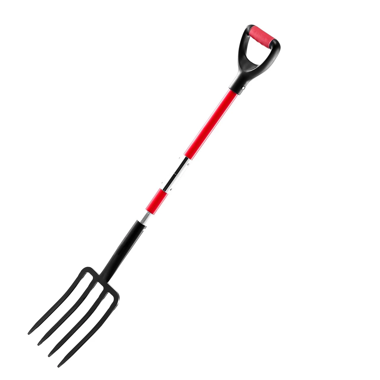 Garden Fork, 4-Tine Gardening Pitchfork With Fiberglass Handle, 45 In Heavy Duty Digging Fork With Y Grip, Forged Steel Spading Fork For Hay Potato...