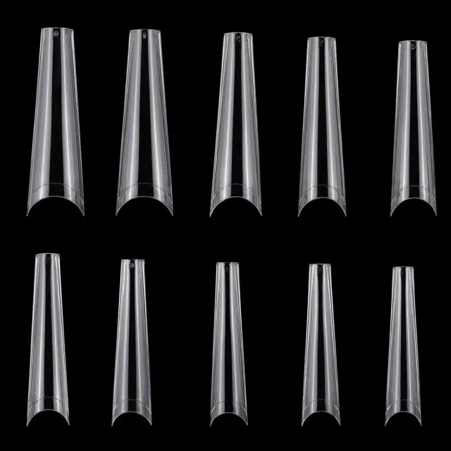 False Nail Tips C Curve Half Cover French Nails Extra Long Fake Finger Nails For Nail Art Salons Home DIY 10 Sizes Transparent - Shop at LoveMi