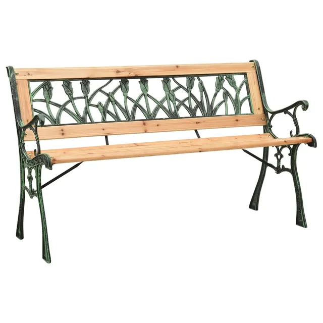 Garden Bench 122 cm Cast Iron and Solid Fir Wood Cross - Shop at LoveMi