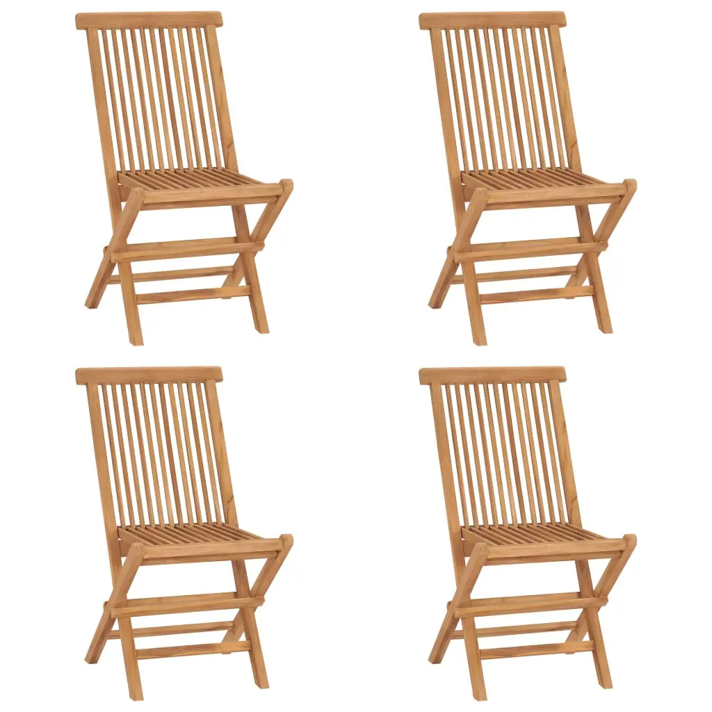 Folding Garden Chairs, Set of 4, Solid Teak Wood