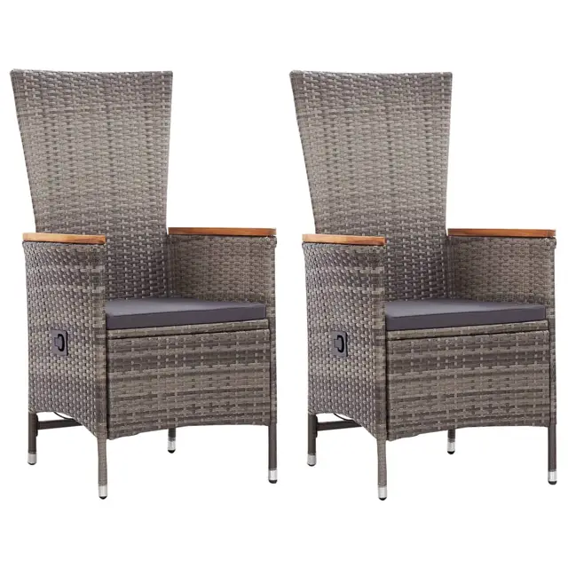 Garden Chairs . with Cushions Poly Rattan Gray - Shop at LoveMi