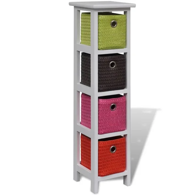 basket chest with multicolored baskets, paulownia wood Default - Shop at LoveMi