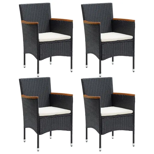 Garden Dining Chairs, Set of 4, Poly Rattan, Black Default - Shop at LoveMi