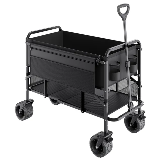 Double Decker Wagon Collapsible, 400L Heavy Duty Folding Wagon Cart, Extended Long Garden Cart With All Terrain Wheels, Support Up To 450lbs, Outdo... Zdhybxsstchs4Ggrtv0 - Shop at LoveMi