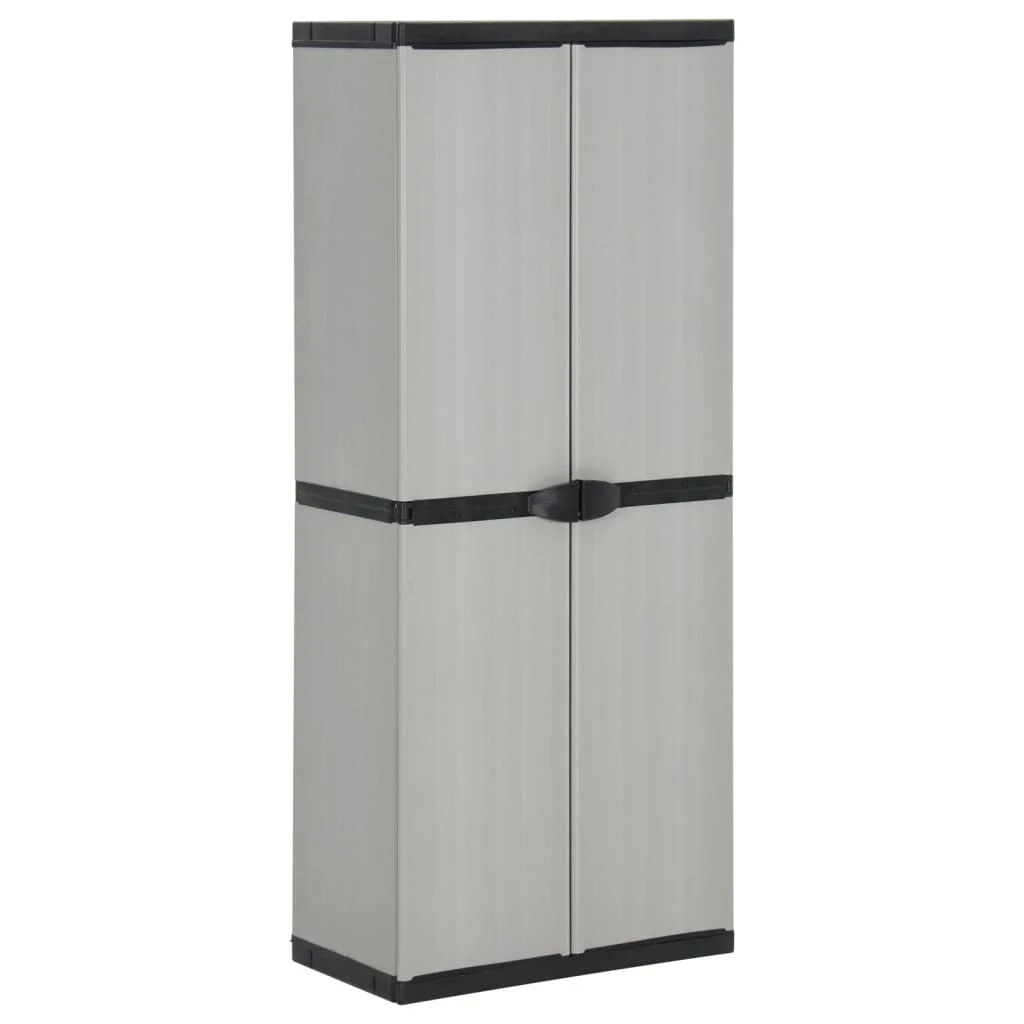 Garden Storage Cabinet with 3 Shelves Grey & Black 68x40x168 cm
