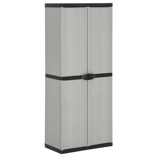 Garden Storage Cabinet with 3 Shelves Grey & Black 68x40x168 cm Default - Shop at LoveMi